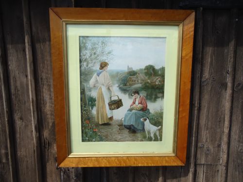 Bevel Shaped Maple Frame with Coloured Print