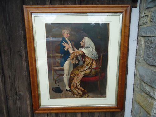 Maple Frame with Print of Young Sailor and Mother
