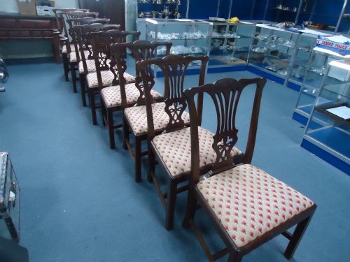 Set of Eight Genuine 18th Century Mahogany Dining Chairs