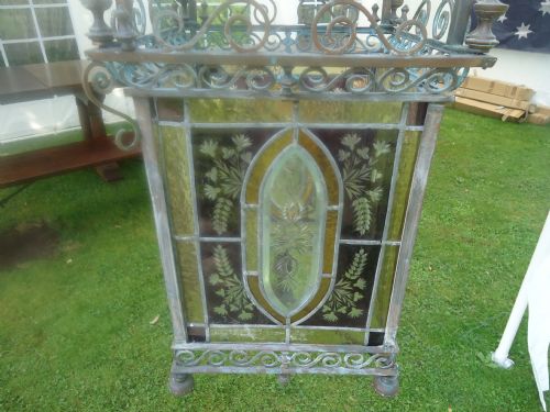 Original Victorian Leaded Light Engraved Glass Hall /Conservatory Lantern