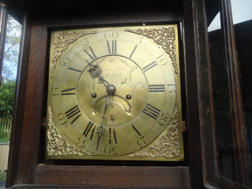 18th Century Pollard Oak Brass Face Longcase/grandfather Clock
