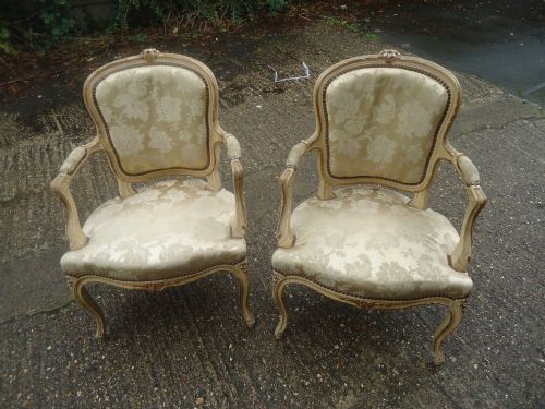 Pair of  19th Century French Painted Armchairs