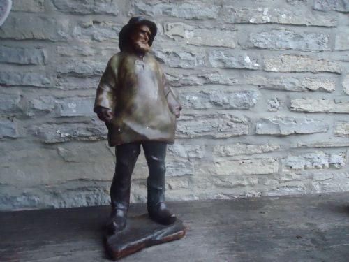 Large 19th Century Goldscheider Figure of Fisherman