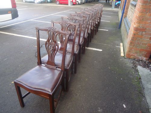Set of Twelve Standard Plus One Carver, 19th Century Mahogany Chippendale Style Dining Chairs.
makers S&h Jewell London
