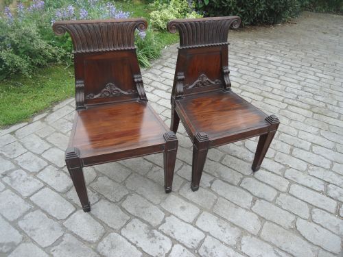 Pair of Colonial/ Anglo Indian Hardwood Hall Chairs