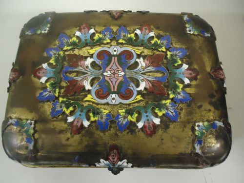 19th Century French  Champlevé Enamelled Casket by Alfred Duclos.