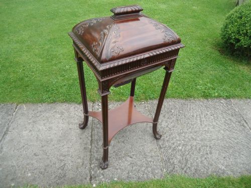 Unusual and Rare Late Chippendale Style Victorian Mahogany Ice  Bucket on Attached Stand.