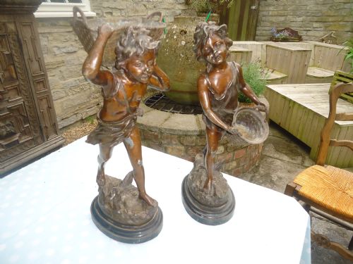 Pair of 19th Century French Spelter Figures 20.5 Ins High