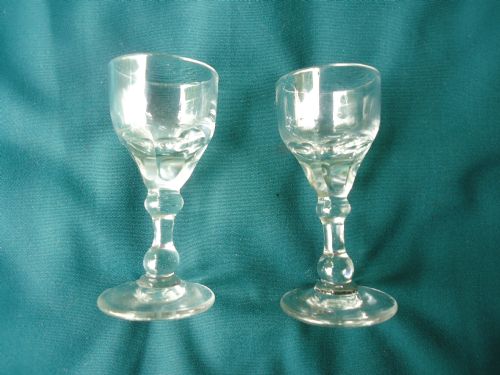Pair of 18th Century Facet Cut Port Glasses