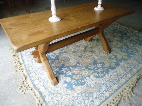 Solid Pale Oak Tavern /Farmhouse Table in the Manner of Ambrose Heal. Seats Eight