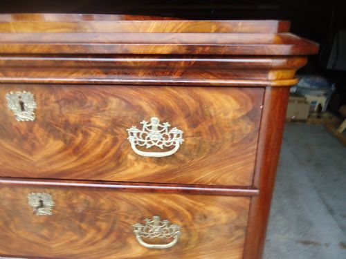 fig 1. Flame mahogany chest of six drawers