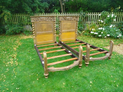 fig 1. Pair of 19th century French gilded distressed single beds