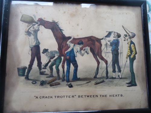 fig 1. A genuine pair of Thomas Worth prints by Currier & Ives depicting Trotting races