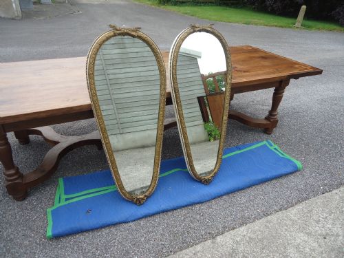 Pair of 19th Century French Gilded Metal Frame Wall Mirrors
