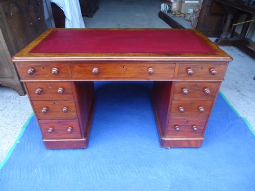 Mahogany 19th Century Leather Top Pedestal Desk