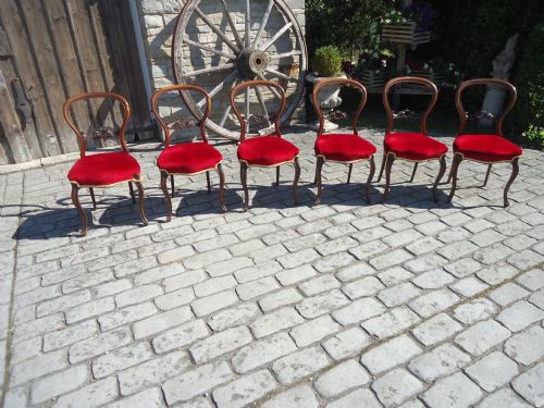 fig 1. Set of six Victorian rosewood balloon back dining chairs