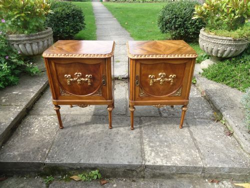 Pair of French Gilded Walnut Bedside Cabinets/lamp Stands/pot Cupboards
