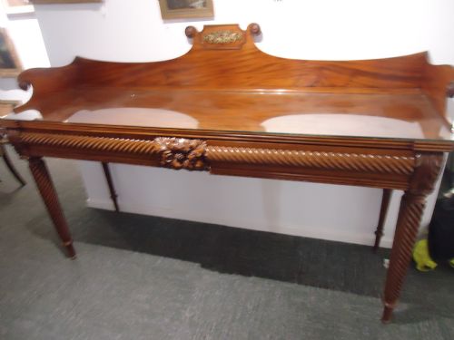 Late Regency Mahogany and Gilded Serving Table.