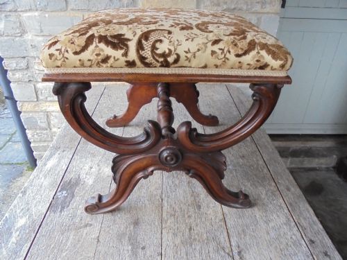 19th Century Mahogany Cross Framed Foot Stool