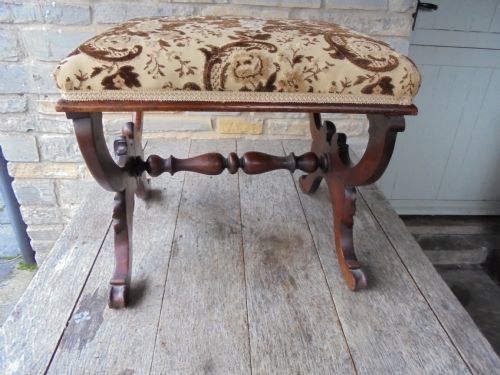 fig 1. 19th century mahogany cross framed foot stool