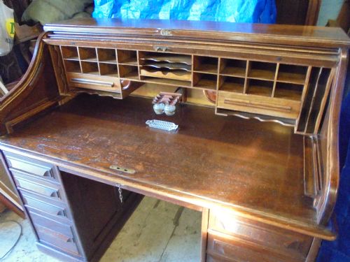 fig 1. CUTLER oak roll top desk circa 1910