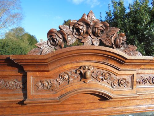 fig 1. French 19th century marble top mirror back oak cupboard