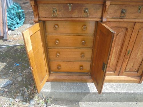 fig 1. Oak two door bookcase in the manner of Pugin. Gothic , Arts and Crafts