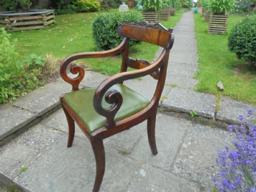Late Regency Mahogany Desk Chair of Generous Proportions