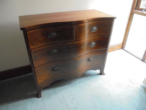 19th Century Inlaid Mahogany Serpentine Chest of Drawers