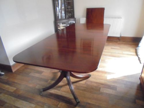 Regency Style Twin Pillar Mahogany Dining Table , Seats Twelve