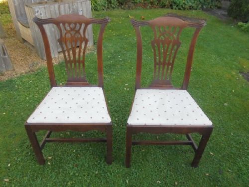 Pair of 18th Century Mahogany Georgian Dining Chairs of Generous Proportions.