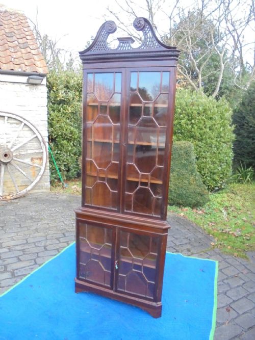Late 19th Century  Glazed Double Corner Cupboard. Chippendale Style