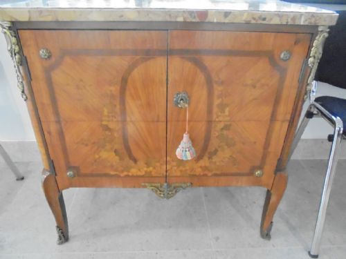 French Marble Top Ormolu Mounted  Side Cabinet