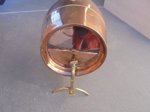 19th Century Copper and Brass Wine Barrel on Stand .