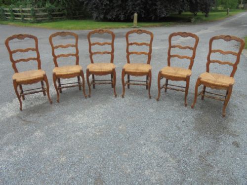 Set of Six French Oak Dining/kitchen Chairs