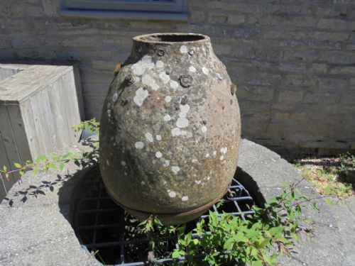 18th Century Stone Water Jar on Metal Stand