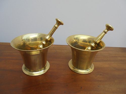 Two 19th Century Brass Pestles and Mortars