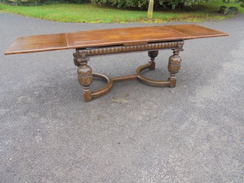 19th Century Carved Oak Refectory Extending Farmhouse/dining Table. Seats Ten Plus