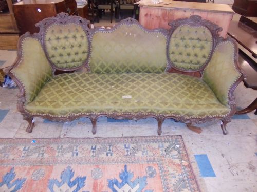 19th Century Oak Framed Triple Salon Settee