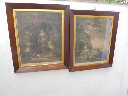 Pair of Victorian Prints in Rosewood Frames