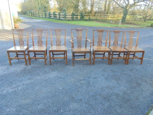 Set of Set of Six Plus One George 111 Oak and Elm Dining Chairs
