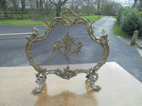 French 19th Century Ornate Fire Screen , Gilded Bronze