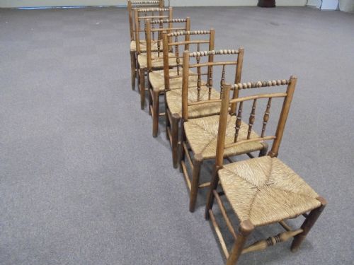 Set Six Ash and Elm Country English Kitchen-dining Chairs