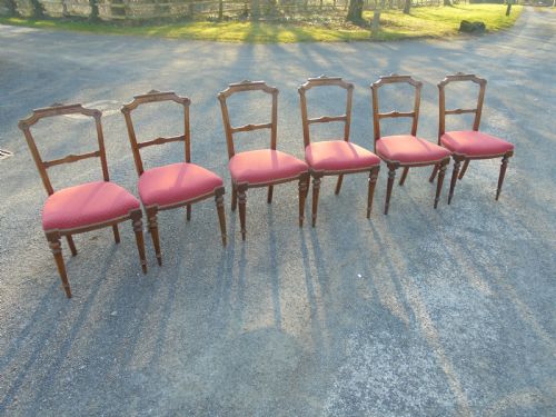 Set of Six Victorian Walnut Dining Chairs