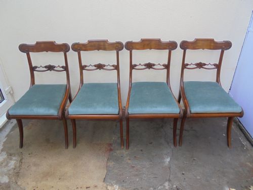 Set of Four Regency Solid Satinwood Dining Chairs