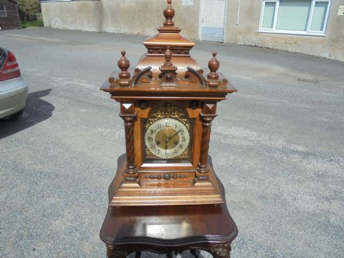 Ornate Victorian Walnut Mantle Clock