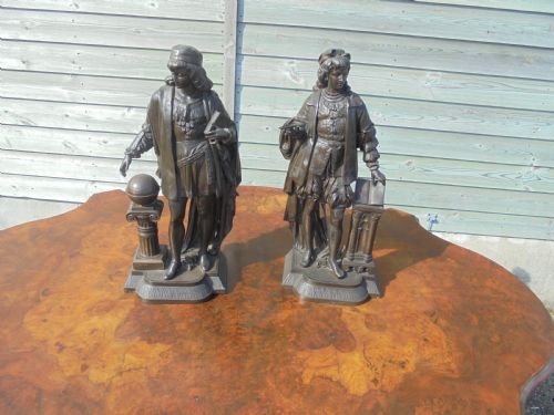 Pair of Victorian Spelter Figures of Scholars