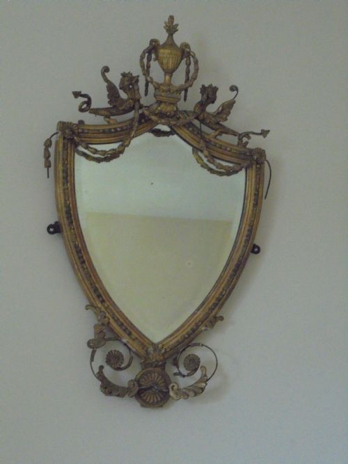 18th Century Shield Shaped Gilded Mirror