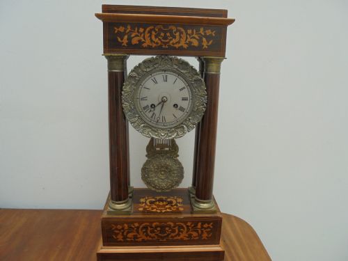 French Portico Mantle Clock F.villemses Paris