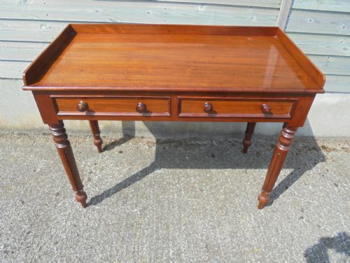 Mid Victorian Two Drawer Mahogany Writing Table